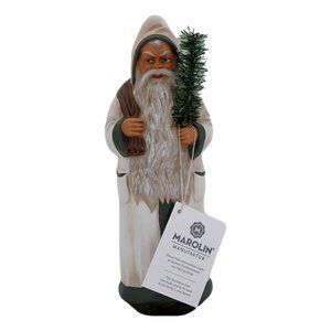 Marolin Papermache' Limited Edition Santa Claus (Cream/Green) Holding Tree
